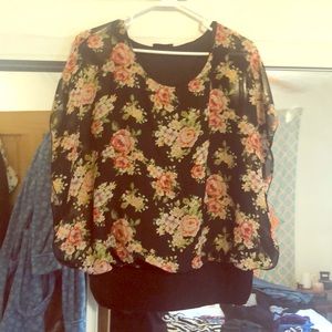 Black Flowered Crop Top